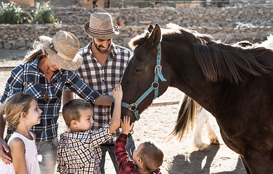 Family with a horse